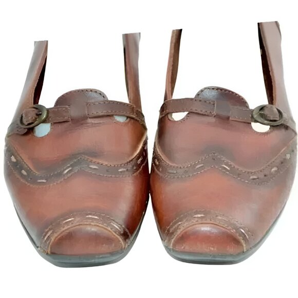 Pikolinos Rust Brown Spectator Wingtip Ombre Leather Square Loafers Shoes 8.5-9 - Picture 5 of 10